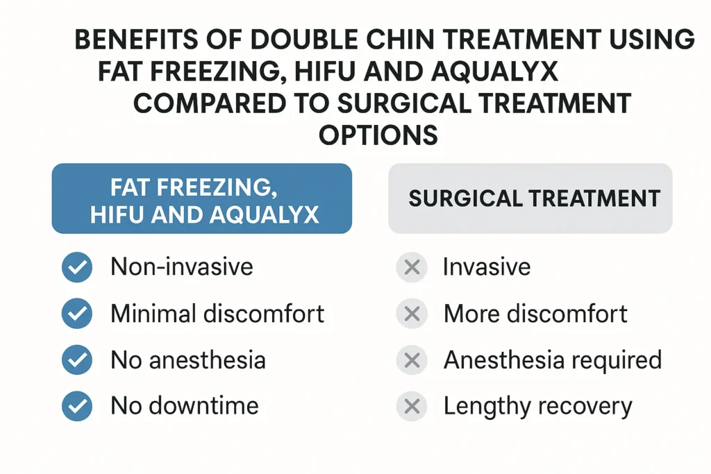 Graphic about the benefits of double chin treatment Solihull - from LA LIPO