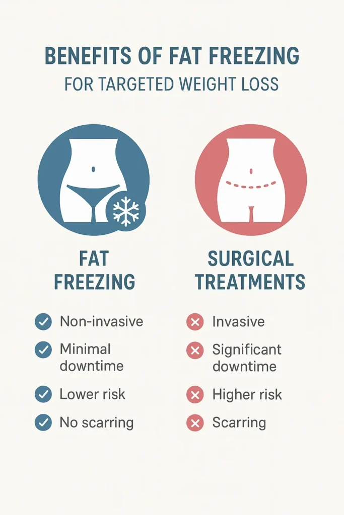 graphic showing the benefits of fat freezing Solihull
