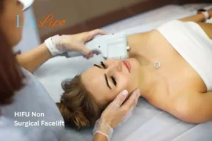 Woman having Hi-Fu to reduce wrinkles Solihull.